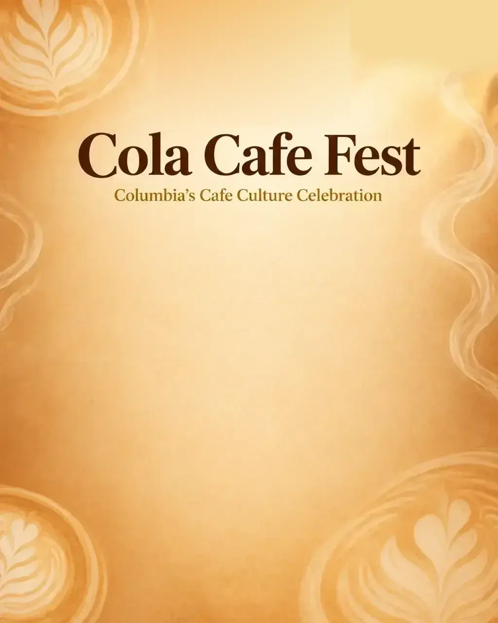 Cola Cafe Fest 8 by 10 foot backdrop with the supplied logo and balanced latte-art corner treatments